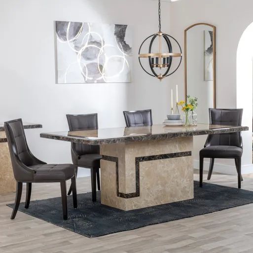 Cream Marble Dining Set